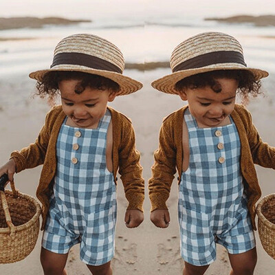 

Infant Baby Kids Girl Grid Ruffles Romper Jumpsuit Sunsuit Outfits Clothes Set