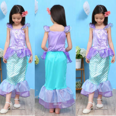 

Kids Ariel Mermaid Set Cute Girl Princess Fancy Dress Party Cosplay Costume