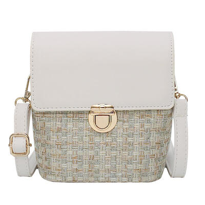 

Fashion Woven Shoulder Packs PU Leather Women Flap Crossbody Bucket Bags