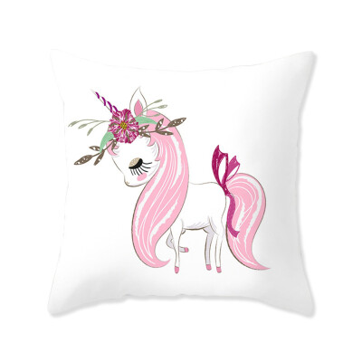 

Unicorn Pillow Case Mermaid Flamingo Sika Deer Penguin Elephant Cartoon Printed Pillow Cover