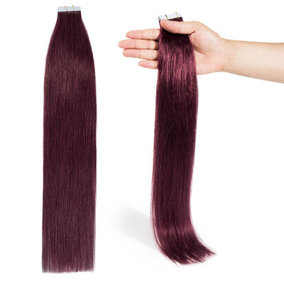 

Tape in Human Hair Extensions Highlight Balayage Long Straight Seamless Skin Weft Glue in Hairpieces Invisible Double Sided Tape