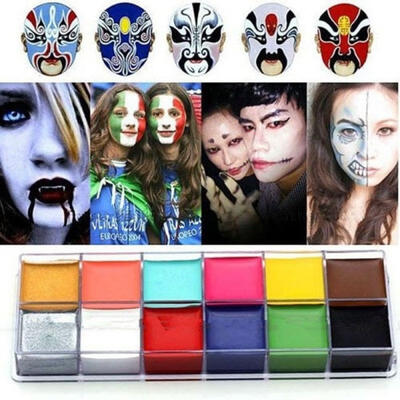 

Professional Body Face Oil Painting Paint 12 Colors Party Make Up Guide Rainbow Halloween Party Fancy Kit Set
