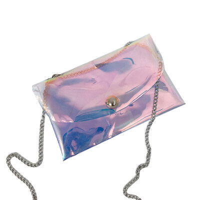 

Women Transparent PVC Envelope Shape Flap Chain Strap Crossbody Shoulder Bag