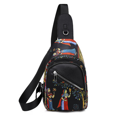 

Printed chest bag female Joker Oxford cloth shoulder Messenger bag female canvas Korean fashion chest backpack