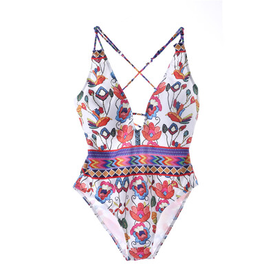 

Ladies One Piece Bra Bikini Bohemian Style Women Swimwear Push Up Swimsuit