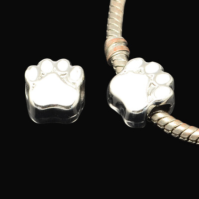 

Alloy Enamel European Beads Foot Large Hole Beads Platinum White 11x11x8mm Hole 45mm