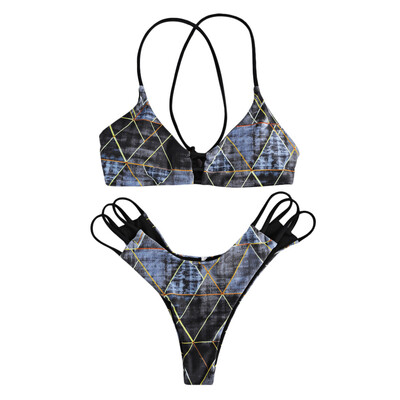 

Printed Bikini Set Women Swimwear Padded Strap Side Bottom Bathing Suit