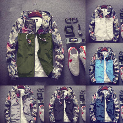 

Mens Waterproof Windbreaker ZIPPER Jacket hoodie Thin Camouflage Outwear Coat