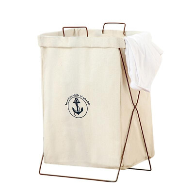 

Iron Frame Folding Laundry Basket with Handles Storage Bag Large Sized Collapsible Cloth Hamper for Washing Child Toys