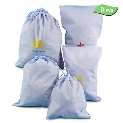 

5PCS Drawstring Bag Waterproof Stuff Storage Pouch Toiletry Packing Bag Organizer Slider Pouch Home Camping Traveling Storage Bag