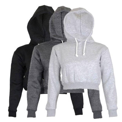 

Womens Plain & Hangover Crop Top Hooded full length Sleeves Hoodie Sweatshirt