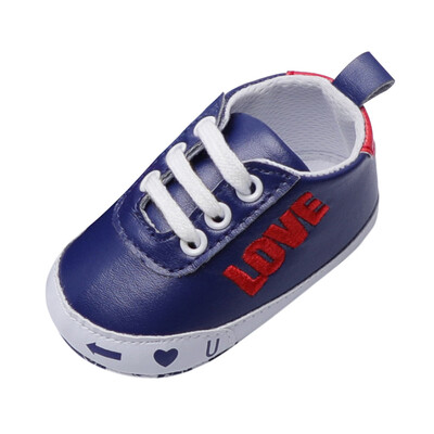

Toddler Infant Baby Leather Letter Crib Shoes Soft Sole Anti-slip Single Shoes