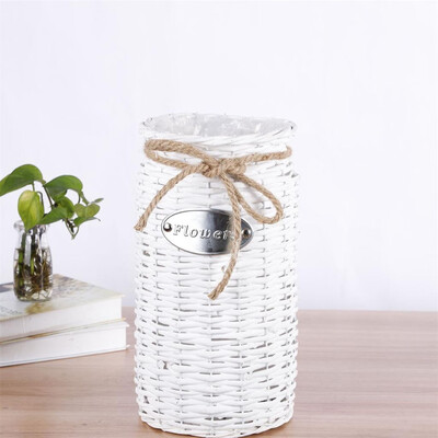 

Gobestart Wicker Woven Storage Basket Flower Plants Straw Pots Vase Bag Home Decor