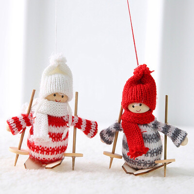 

Christmas Plush Knitting Pendant Doll Xmas Tree Hanging Ornament Home Party Decoration