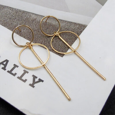 

2019 New Fashion Simple Gold Color Silver Geometric Big Round Earrings for Women Circle Drop Earrings Statement Brincos Jewelry