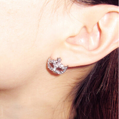 

Ed094 Mask Stud Earrings With Rhinestones for Women Fashion Party Jewelry Gold Color Stud Earrings High Quality Wholesale