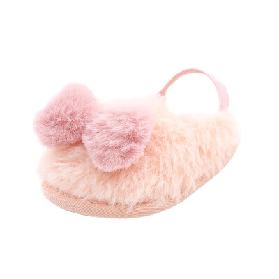 

2019 Baby Girl Cute Plush Soft Slide Slip On Flat Sandal Slipper Casual Infant Crib Shoes