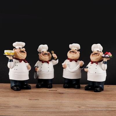 

Greensen 4pcs Resin Chef Figures Ornament Statue Model Crafts Decor Bar Coffee Shop