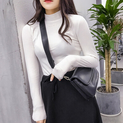 

Tailored Autumn Winter Women Long Sleeve Letter Pullover Turtleneck Velvet Basic Tops