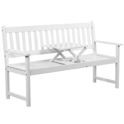 

Garden Bench with Pop-up Table 622 Solid Acacia Wood White