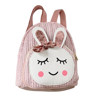 

Children Kids Fashion Girls Rabbit Straw Shoulder Handbag Backpack Casual Bags