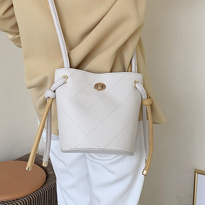 

Net red small bag foreign gas embroidered line bucket bag handbags new 2019 fashion shoulder bag wild ins messenger bag