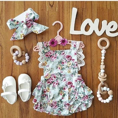 

Newborn Baby Girls Clothes Floral Outfits Set Lace Jumpsuit Romper Playsuit Summer
