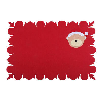 

Christmas Cartoon Red Table Mat Kitchen Knife Fork Cover Xmas Decor