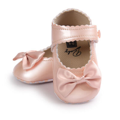 

Newborn Baby Shoes PU Spring Girls Shoes Bowknot Soft Bottom Non-Slip First Walkers Wedding Princess Shoes