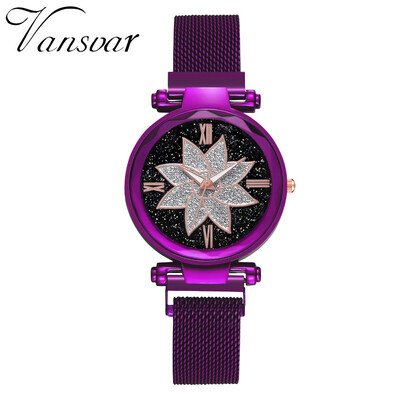 

Best Selling Women Mesh Magnet Buckle Starry Sky Watch Casual Luxury Women Geometric Surface Quartz Watches Relogio Feminino50