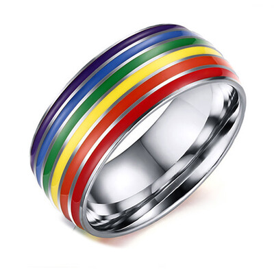 

Fashion Stainless Steel Rainbow Rings Gay Pride LGBT Jewelry for Men&Women Lover Gifts Wedding Ring Led Ring Box Jewelry Box