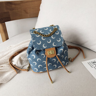 

Leisure chic retro canvas bag fashion chain shoulder bag new 2019 bucket shoulder slung bag