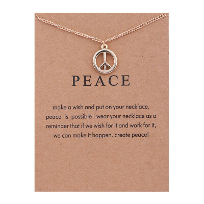 

New Gold-color Peace Sign Alloy Clavicle Bones Pendant Short Necklace