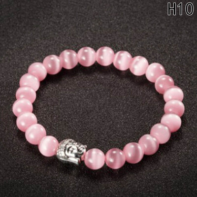 

Fashion Women Men Vintage Natural Stone Beads Bangle Sliver Gold Buddha Bracelets