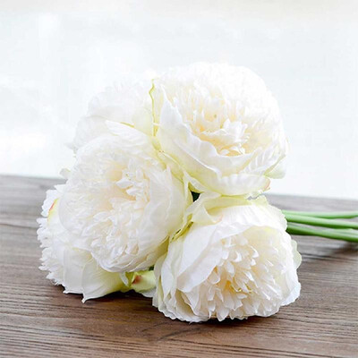 

European-style artificial flower hand tied five branch peony wedding hand-held floral fake flower living room indoor shopping mall