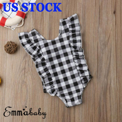 

Fashion Kid Baby Girls Plaid Romper Swimwear Swimsuit Bathing Suit Beachwear US