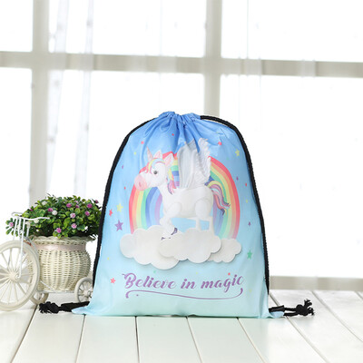 

Cute Unicorn School Bag Women Girl Drawstring Backpack Handbag Rainbow Unicorn Sport Bags Travel Backpack
