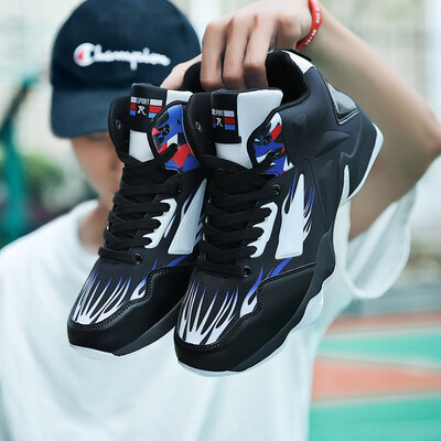 

Mens new purple high-top basketball shoes student outdoor sports boots