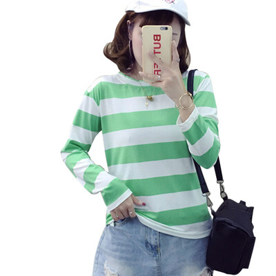 

Fashion Long Sleeve Striped Women T-shirt 2018 Autumn Female T-shirt Tops Tees