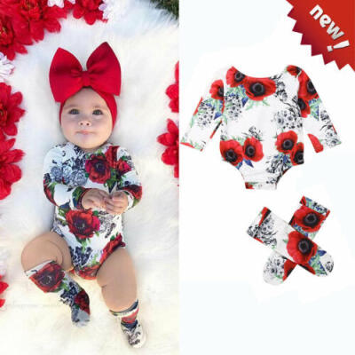 

US Newborn Baby Girl Kid Floral Bodysuit Romper Sock Playsuit Outfit Clothes Set