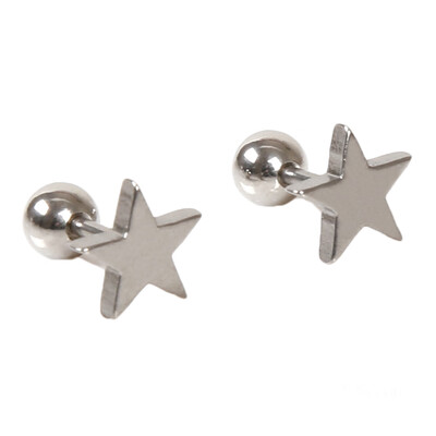 

New 1 Pc Unisex Hypoallergenic Pentagram Titanium Steel Ear Stud Earring Multicolor
