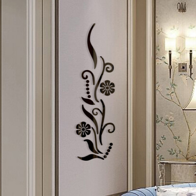 

〖Follure〗Flower Bathroom Acrylic Mirrored Decorative Sticker Wall Art Mirror Secor Room