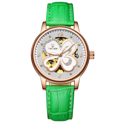 

TEVISE T835B Women Automatic Mechanical Watch Time Moon Phase Display Fashion Casual Luminous Hands Leather Strap Life Waterproof