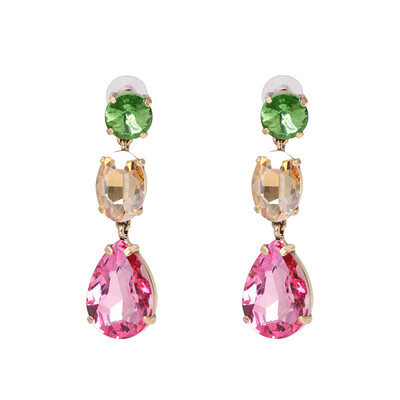 

High Quality Crystal Round Water Drop Ceometric Dangle Earrings Rhinestone Earrings Fashion Wedding Jewelry women Brincos 2019