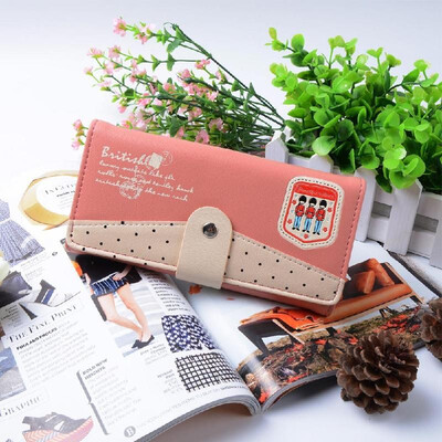 

New Fashion Women Long Purse British Soldiers Print Press Stud PU Leather Cute Coin Bill Card Bag Wallet