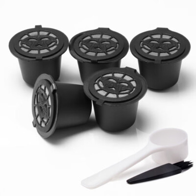 

5pcs Refillable Reusable Coffee Capsule Pods Cup With Spoon For Nespresso