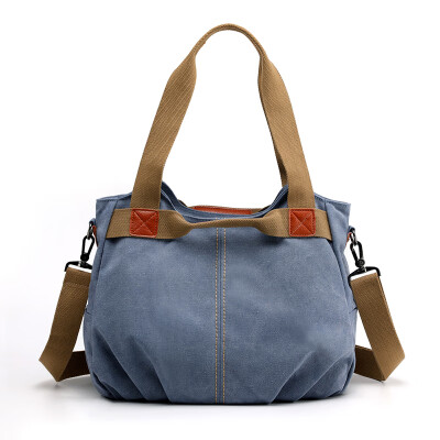 

Womens bag womans canvas handbag large canvas one-shoulder bag retro Korean version large capacity