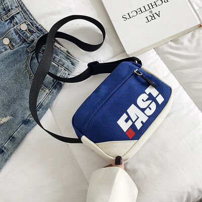 

2019 new casual wild color collision shoulder bag female temperament canvas small square bag fashion personality letter Messenger bag