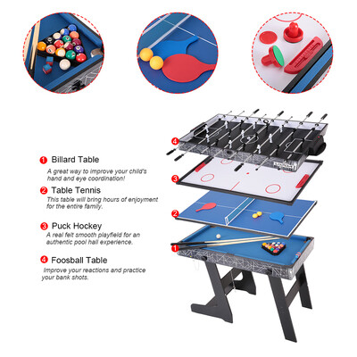

Lixada 48" 4-in-1 Foosball Football Table Pool Table Shuffleboard Hockey Table Multi Game Table Multi-Activity Combination Game Ta
