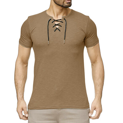 

Toponeto Summer Mens Fashion Casual Comfort Solid Color Strap Short Sleeve T-Shirt Blouse